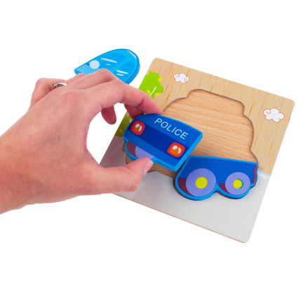 TG50030 KLOCKI DREWNIANE UKŁADANKA EDUKACYJNA PUZZLE FIGURY MONTESSORI POLICJA AUTO
