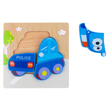 TG50030 KLOCKI DREWNIANE UKŁADANKA EDUKACYJNA PUZZLE FIGURY MONTESSORI POLICJA AUTO