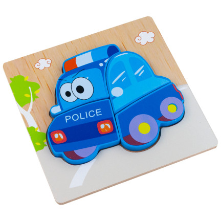 TG50030 KLOCKI DREWNIANE UKŁADANKA EDUKACYJNA PUZZLE FIGURY MONTESSORI POLICJA AUTO