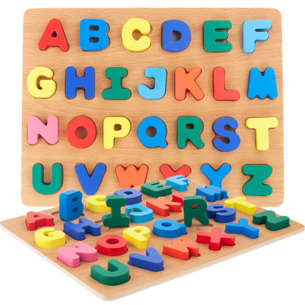 TG50035 Puzzle literki drewniane, układanka z alfabetem, do nauki, edukacyjne