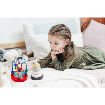 TG50048 SPIRALA DREWNIANA KORALIKI PRZEPLATANKA MULA ZABAWKA EDUKACYJNA MONTESSORI