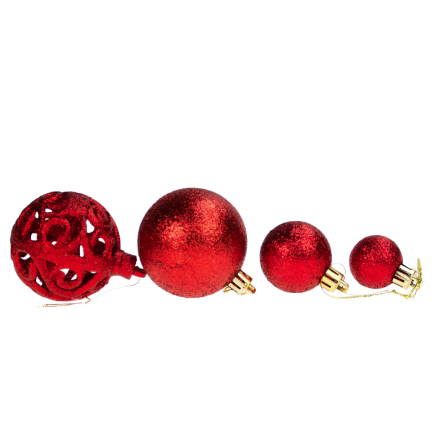 TG66272-5 BOMBKI CHOINKOWE czerwone ZESTAW XXL 100szt WZORY bombka BOMBEK 6/4/3cm