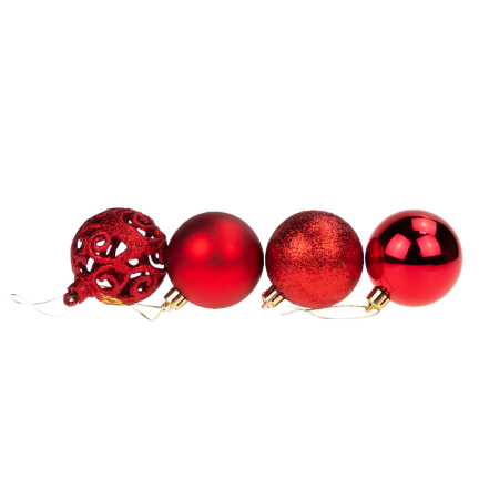 TG66272-5 BOMBKI CHOINKOWE czerwone ZESTAW XXL 100szt WZORY bombka BOMBEK 6/4/3cm
