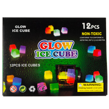 TG53193 KOSTKI LODU świecące kolorowe FLUO 12szt kostka ice