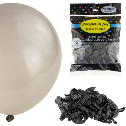 TG53243-3 BALONY SREBRNE SZARE 100 SZTUK ZESTAW METALICZNE URODZINY ŚLUB LATEKSOWE
