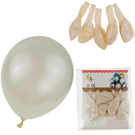 TG53244B BALONY METALICZNE 5SZT BIAŁE ECRU ŚLUB PERŁOWE