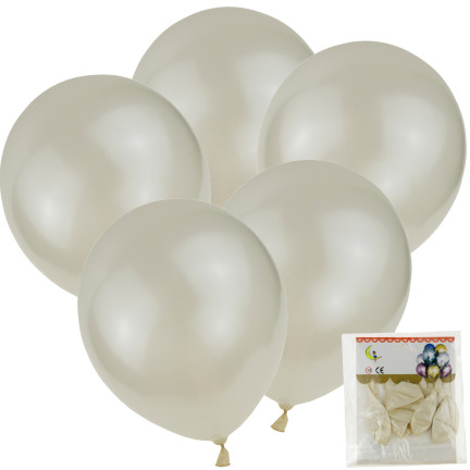 TG53244B BALONY METALICZNE 5SZT BIAŁE ECRU ŚLUB PERŁOWE