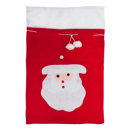 TG53598 WOREK MIKOŁAJA NA PREZENTY POD CHOINKĘ MIKOŁAJKI DUŻY CZERWONY 40x60CM POMPON