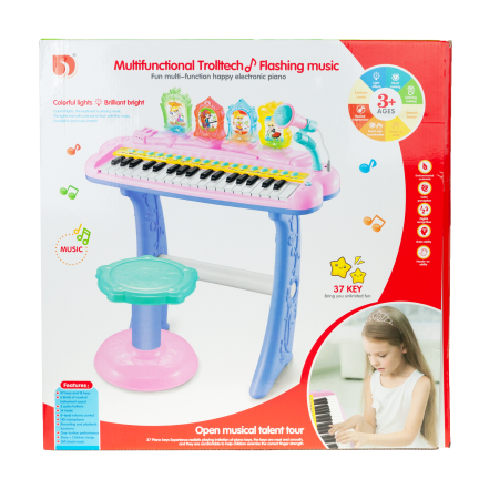 TG55491-1 PIANINO ORGANKI KEYBOARD DLA DZIECI Z TABORETEM i Mikrofonem rozowy
