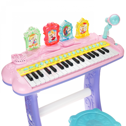 TG55491-1 PIANINO ORGANKI KEYBOARD DLA DZIECI Z TABORETEM i Mikrofonem rozowy