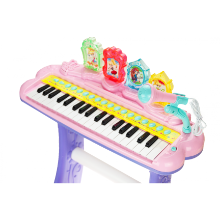 TG55491-1 PIANINO ORGANKI KEYBOARD DLA DZIECI Z TABORETEM i Mikrofonem rozowy