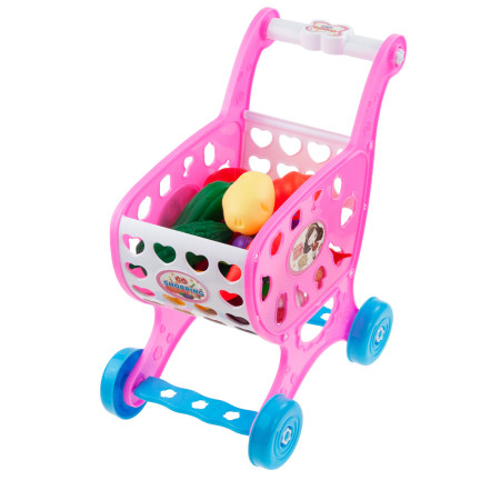 TG55704 WÓZEK NA ZAKUPY KOSZYK SKLEPOWY Z AKCESORIAMI OWOCE WARZYWA SUPERMARKET