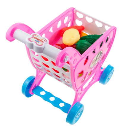 TG55704 WÓZEK NA ZAKUPY KOSZYK SKLEPOWY Z AKCESORIAMI OWOCE WARZYWA SUPERMARKET