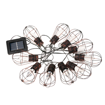 TG55963 Lampki solarne led, girlanda 10 żarówek, żarówki miedź loft