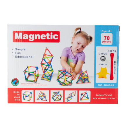 TG59932 KLOCKI MAGNETYCZNE KONSTRUKCYJNE EDUKACYJNE 70 EL. UKŁADANKA