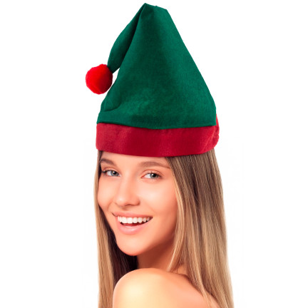 Czapka elfa, świąteczna czapeczka, uniwersalna, zielono-czerwona, 1szt.
