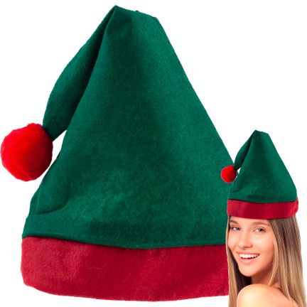 Czapka elfa, świąteczna czapeczka, uniwersalna, zielono-czerwona, 1szt.