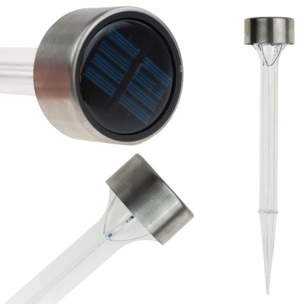 TG60448 Lampka solarna, lampa ogrodowa wbijana led, transparentna, słupek solar z czujnikiem