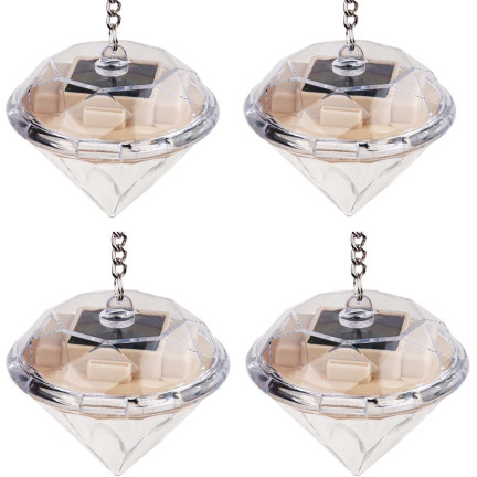 TG60449 DIAMENTOWE LAMPKI SOLARNE OGRODOWE DEKORACYJNE DIAMENTY ZESTAW 4SZT wiszące