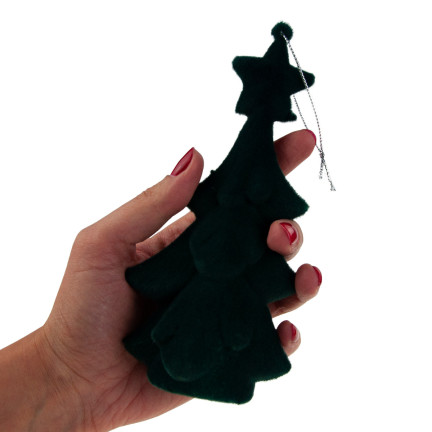 TG61460-3 CHOINKA ZIELONA FIGURKA ZAWIESZKA FLOKOWANA PLUSZOWA BOMBKA