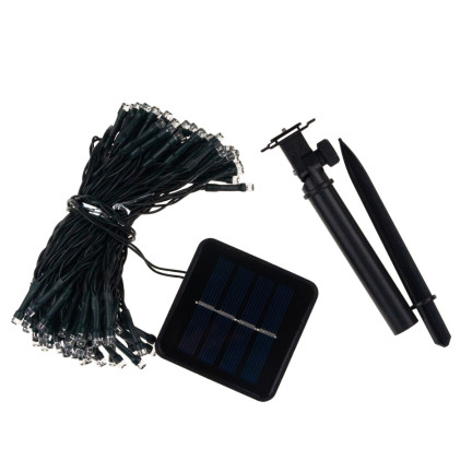 TG63192-1 LAMPKI CHOINKOWE SOLARNE 100 LED 10m GIRLANDA ZIMNE BIAŁE 8 FUNKCJI