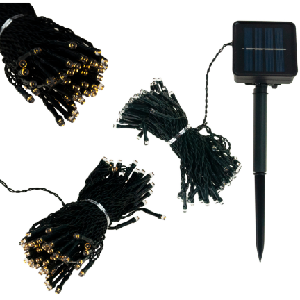 TG63193-2 LAMPKI CHOINKOWE SOLARNE 500 LED 52m GIRLANDA CIEPŁE BIAŁE 8 FUNKCJI