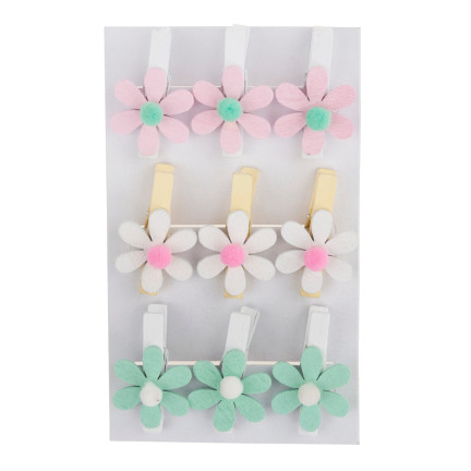TG63859 KLAMERKI DREWNIANE OZDOBNE MINI SPINACZE PASTELOWE 9SZT WIELKANOCNE