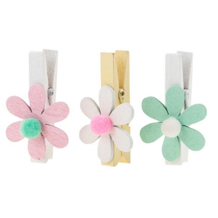 TG63859 KLAMERKI DREWNIANE OZDOBNE MINI SPINACZE PASTELOWE 9SZT WIELKANOCNE