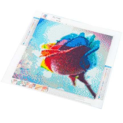 TG64203-12 HAFT DIAMENTOWY Diamond Painting Mozaika Diamentowa TĘCZOWA RÓŻA 5D