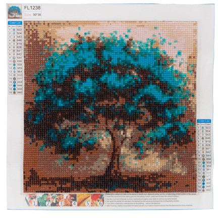 TG64203-14 HAFT DIAMENTOWY Diamond Painting Mozaika Diamentowa DRZEWO NIEBIESKIE 5D
