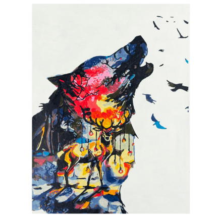 TG64616-5 OBRAZ DO MALOWANIA PO NUMERACH BEZ RAMY 30x40 WILK