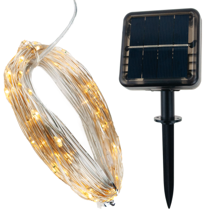 TG64619 Lampki druciki, solarne ogrodowe, drucik 100 led ciepłe
