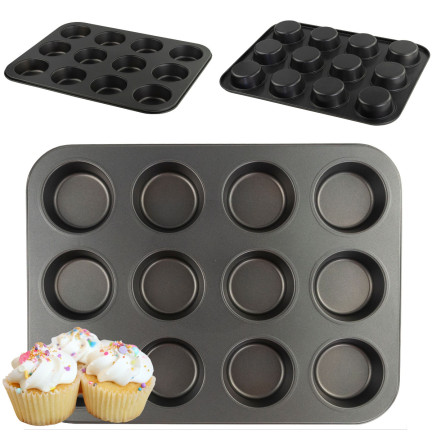 TG66027 FORMA DO PIECZENIA BABECZEK MUFFIN BLACHA FOREMKA NA 12 BABECZEK non-stick