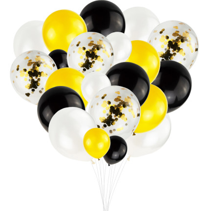 TG66228 GIRLANDA BALONOWA 120SZT KONFETTI ZŁOTA CZARNA 5m URODZINY PANIEŃSKI ŚLUB