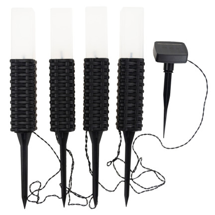 TG66774 Lampa solarna ogrodowa, rattan, rattanowe lampki led 4szt., słupek wbijany solar