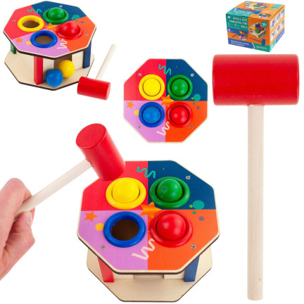 TG67016 GRA WBIJANKA MONTESSORI WBIJAK DREWNIANY + MŁOTEK PRZEBIJANKA KOLOROWA