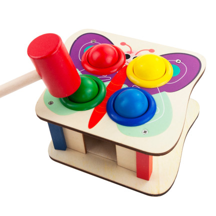 TG67016 GRA WBIJANKA MONTESSORI WBIJAK DREWNIANY + MŁOTEK PRZEBIJANKA KOLOROWA