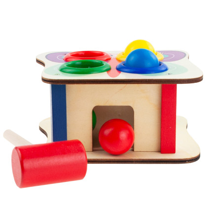 TG67016 GRA WBIJANKA MONTESSORI WBIJAK DREWNIANY + MŁOTEK PRZEBIJANKA KOLOROWA