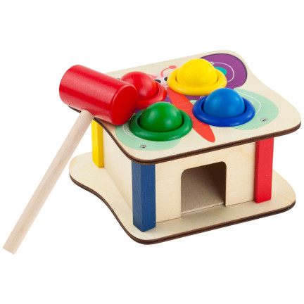 TG67016 GRA WBIJANKA MONTESSORI WBIJAK DREWNIANY + MŁOTEK PRZEBIJANKA KOLOROWA