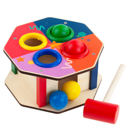 TG67016 GRA WBIJANKA MONTESSORI WBIJAK DREWNIANY + MŁOTEK PRZEBIJANKA KOLOROWA