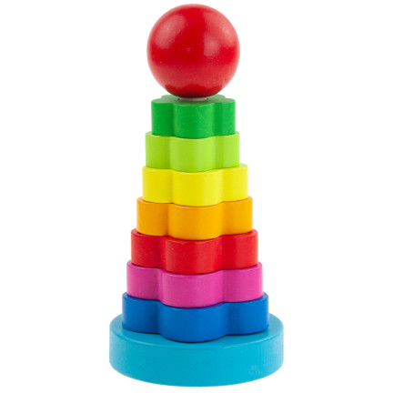 TG67026 PIRAMIDKA SORTER Montessori WIEŻA KLOCKI DREWNIANE UKŁADANKA
