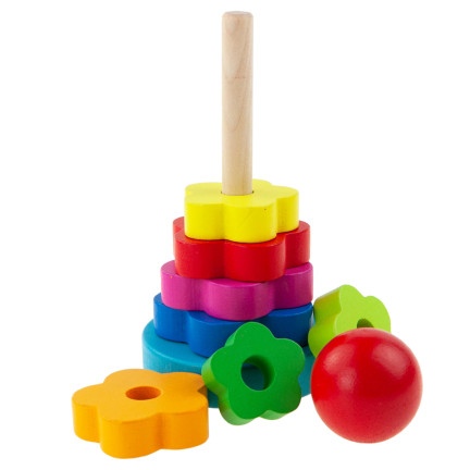 TG67026 PIRAMIDKA SORTER Montessori WIEŻA KLOCKI DREWNIANE UKŁADANKA
