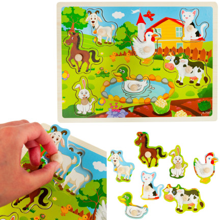 TG67287 KLOCKI EDUKACYJNE PUZZLE FARMA UKŁADANKA DLA MALUCHA ZWIERZĄTKA
