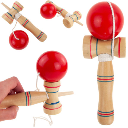 TG67313 KENDAMA DREWNIANA KLASYCZNA JAPOŃSKA GRA ZRĘCZNOŚCIOWA ŁAPANIE PIŁECZKI