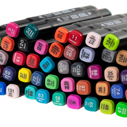TG70308 MARKERY ALKOHOLOWE PISAKI DWUSTRONNE ZAKREŚLACZE 48SZT. ZESTAW+ETUI
