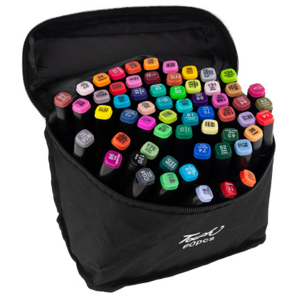 TG67373 MARKERY ALKOHOLOWE 60 SZT MAZAKI PISAKI DWUSTRONNE ZESTAW+ETUI