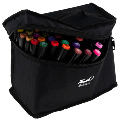 TG67374 MARKERY ALKOHOLOWE 80 SZT MAZAKI PISAKI DWUSTRONNE ZAKREŚLACZE + ETUI