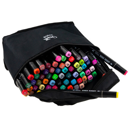 TG67374 MARKERY ALKOHOLOWE 80 SZT MAZAKI PISAKI DWUSTRONNE ZAKREŚLACZE + ETUI
