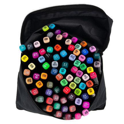 TG67374 MARKERY ALKOHOLOWE 80 SZT MAZAKI PISAKI DWUSTRONNE ZAKREŚLACZE + ETUI