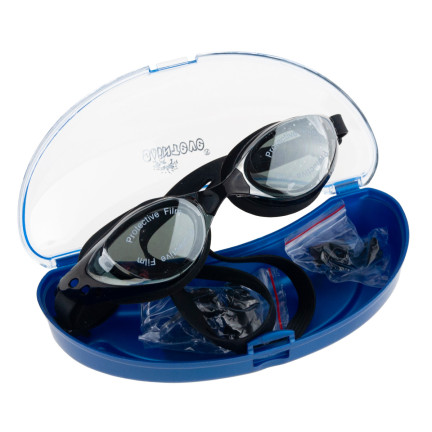 TG67383 OKULARY GOGLE PŁYWACKIE DO PŁYWANIA NA BASEN + ETUI + ZATYCZKI PŁYWACKIE